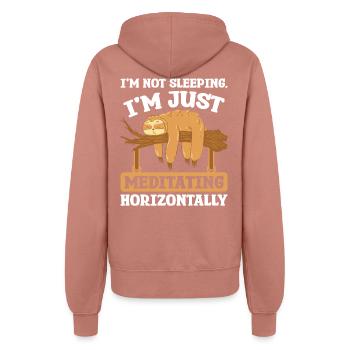 Sleeping Meditation horizontally Sloth - Women’s Hooded Jacket - dusky rose - Back - Maraike (178cm)