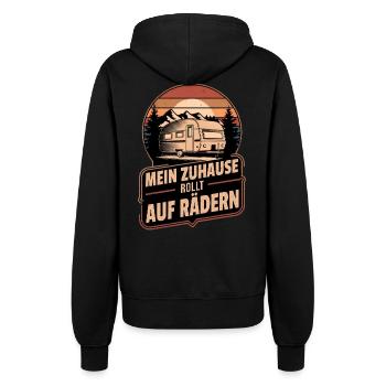 Mein Zuhause Rollt Auf Rädern Wohnwagen Retro - Frauen Kapuzenjacke - Schwarz - Hinten - Maraike (178cm)