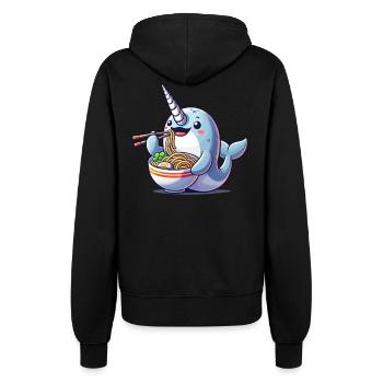 Narval, Ramen, Baleine, Créature Marine, Licorne - Veste à capuche Femme - noir - Dos - Maraike (178cm)
