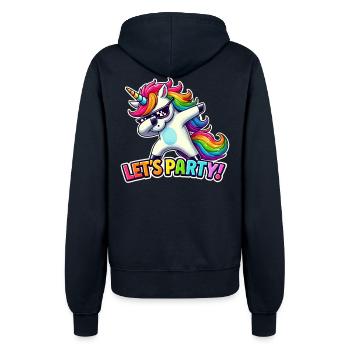 Party Outfit, Partyurlaub, Einhorn, Let's Party - Frauen Kapuzenjacke - Navy - Hinten - Maraike (178cm)