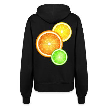 Zitrusfrüchte Orange Zitrone Limette - Frauen Kapuzenjacke - Schwarz - Hinten - Maraike (178cm)