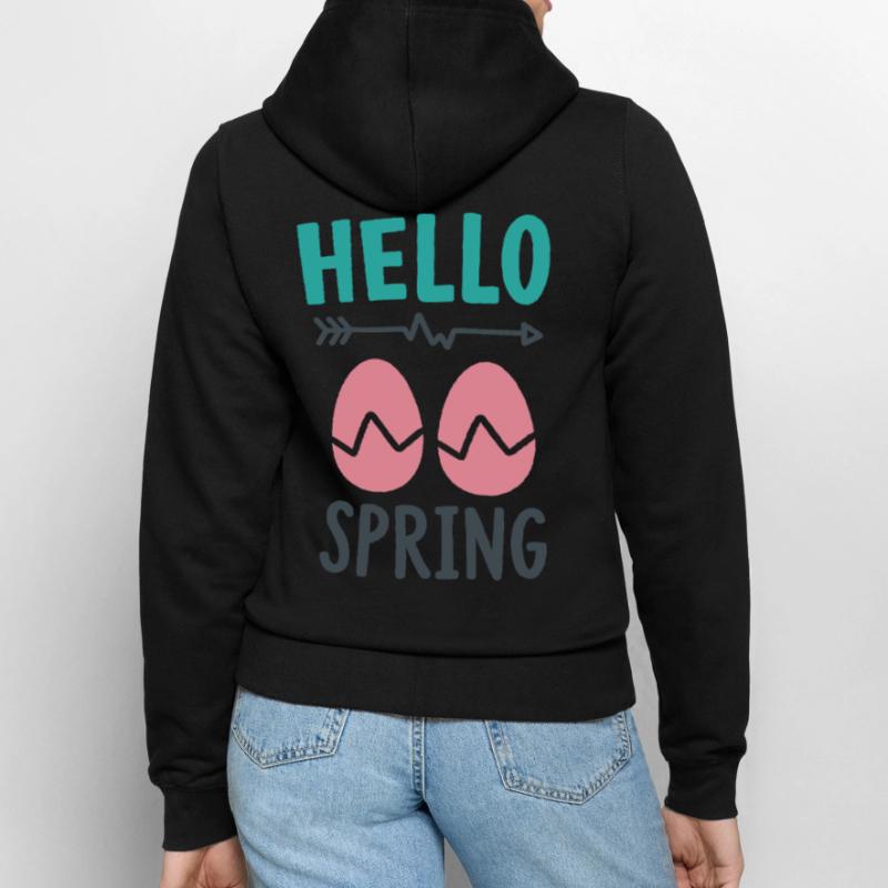 Hello Spring Spring Design with Easter Eggs Women’s Hooded Jacket