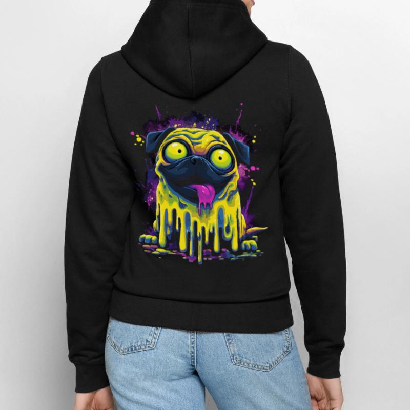 Trippy Psychedelischer Mops Bunter Graffiti Style Frauen Kapuzenjacke