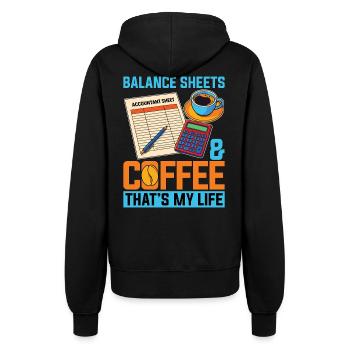 Accounting Balance Sheets & Coffee Spreadsheet - Women’s Hooded Jacket - black - Back - Maraike (178cm)