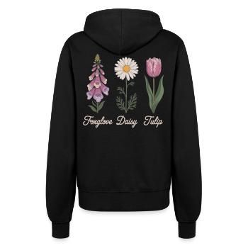 Foxglove Daisy Tulip Blumen Shirt - Frauen Kapuzenjacke - Schwarz - Hinten - Maraike (178cm)