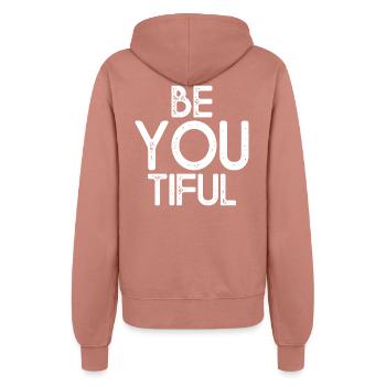 Beyoutiful Be You Tiful Achtsamkeit Yoga Beautiful - Frauen Kapuzenjacke - Altrosa - Hinten - Maraike (178cm)