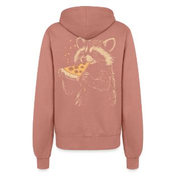Raton laveur mangeant de la pizza - Veste à capuche Femme - rose poudré - Dos - Maraike (178cm)