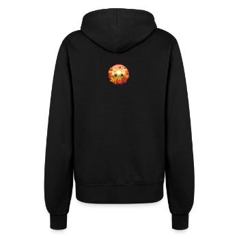 Herbstmelodie: Frosch, bunte Blätter & runder - Frauen Kapuzenjacke - Schwarz - Hinten - Maraike (178cm)