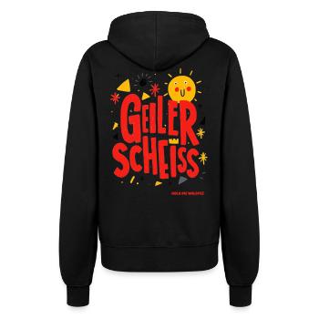 Funny sun face with strong expression - Women’s Hooded Jacket - black - Back - Maraike (178cm)