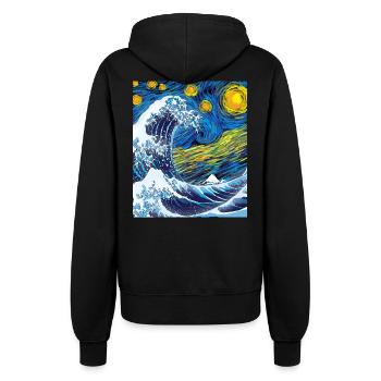 Kanagawa Wellen Ästhetische japanische Kunst Große Welle - Frauen Kapuzenjacke - Schwarz - Hinten - Maraike (178cm)