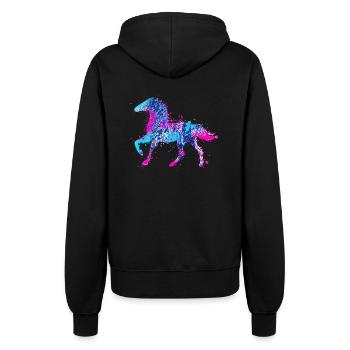 Pferd Wasserfarbe Rosa Blau - Frauen Kapuzenjacke - Schwarz - Hinten - Maraike (178cm)