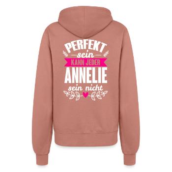 Annelie - Perfekt Sein Kann Jeder Annelie Nicht - Frauen Kapuzenjacke - Altrosa - Hinten - Maraike (178cm)