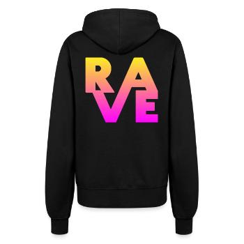 Rave Clothing EDM Music für Raver und DJ - Frauen Kapuzenjacke - Schwarz - Hinten - Maraike (178cm)
