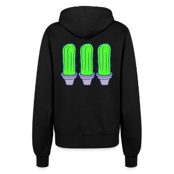 3 Small Cacti Cactus Spines Desert Flower Pot - Women’s Hooded Jacket - black - Back - Maraike (178cm)