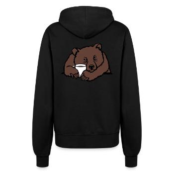 Morgenmuffel Bär - Frauen Kapuzenjacke - Schwarz - Hinten - Maraike (178cm)