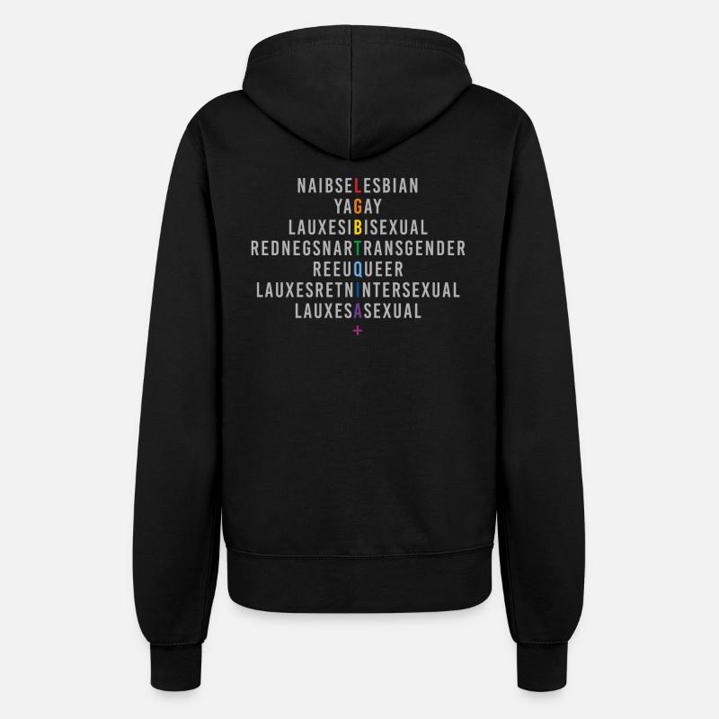 LGBTQIA+ Rainbow Flag Reflection - Women’s Hooded Jacket - black