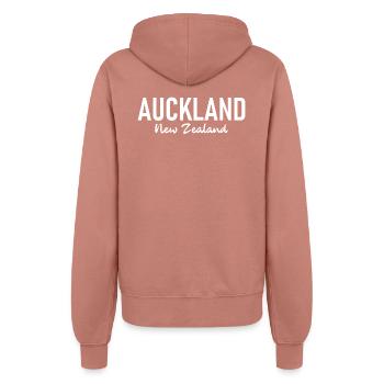 Auckland - New Zealand - Aotearoa - Maori - Kiwi - Frauen Kapuzenjacke - Altrosa - Hinten - Maraike (178cm)