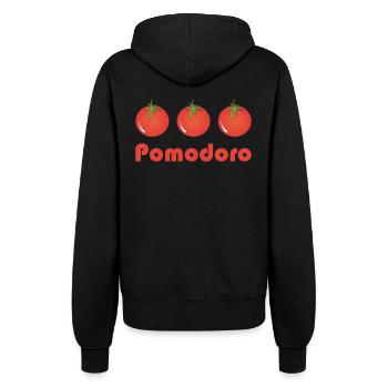 Pomodoro and three tomatoes - Women’s Hooded Jacket - black - Back - Maraike (178cm)