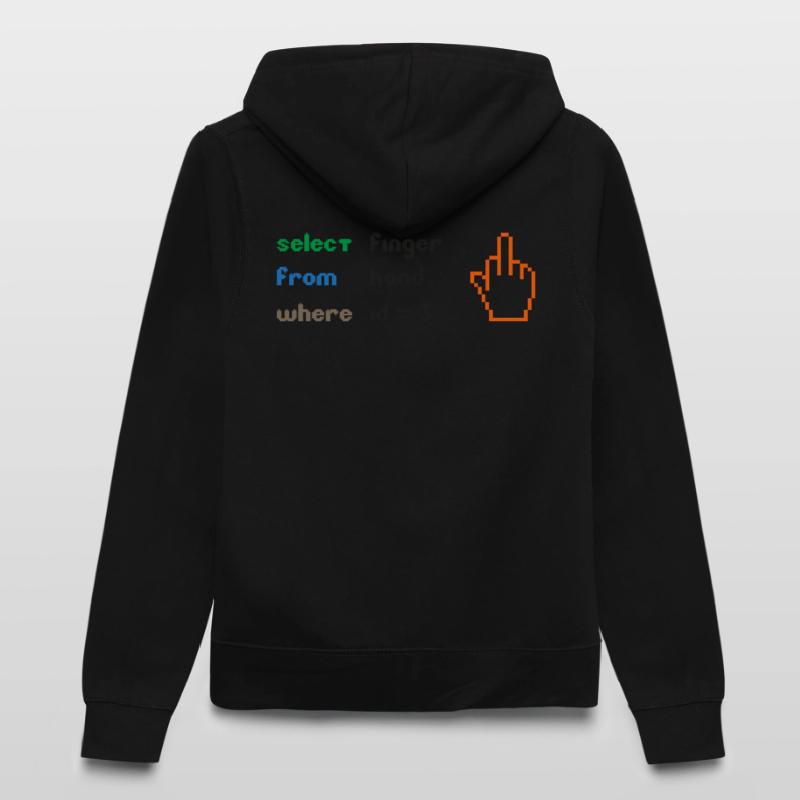 Funny SQL Query : un doigt d’honneur 8 bits pour les geeks Veste à capuche Femme