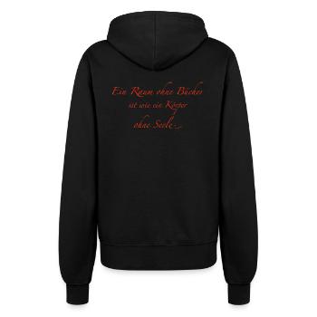 ein Raum ohne Bücher - Frauen Kapuzenjacke - Schwarz - Hinten - Maraike (178cm)