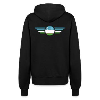 J’aime l’Ouzbékistan, T-shirt design de style élégance - Veste à capuche Femme - noir - Dos - Maraike (178cm)