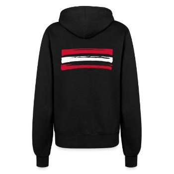 Austria Flag - Style Stripes - Women’s Hooded Jacket - black - Back - Maraike (178cm)