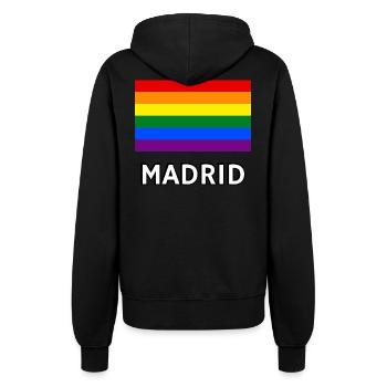 Pride Flag Madrid - Women’s Hooded Jacket - black - Back - Maraike (178cm)