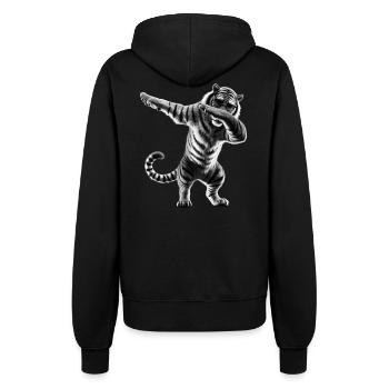 Funny Dabbing Tiger Wildlife Animal Lover - Women’s Hooded Jacket - black - Back - Maraike (178cm)