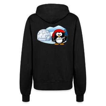 Piratenpinguin mit Schwert, Papagei und Iglu. - Frauen Kapuzenjacke - Schwarz - Hinten - Maraike (178cm)