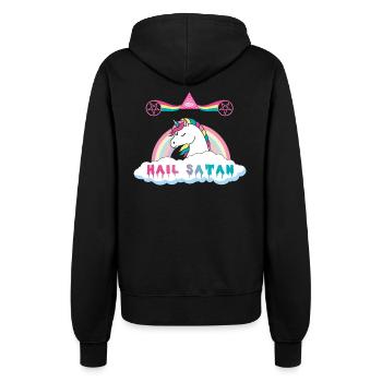 Hail Satan's Unicorn - Women’s Hooded Jacket - black - Back - Maraike (178cm)
