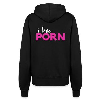 I love PORN - Veste à capuche Femme - noir - Dos - Maraike (178cm)