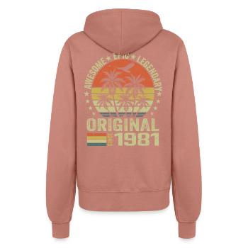 Geburtstagsfeier 1981 Jahrgang 1981 Retro 1981 - Frauen Kapuzenjacke - Altrosa - Hinten - Maraike (178cm)