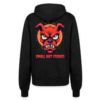 Small but wild angry Pinscher dog - Women’s Hooded Jacket - black - Back - Maraike (178cm)