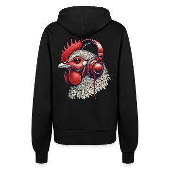 Musik Huhn Kopfhörer Streetwear Outfit Stil - Frauen Kapuzenjacke - Schwarz - Hinten - Maraike (178cm)