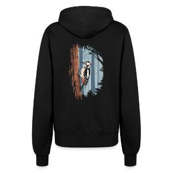 Buntspecht Im Mystischen Wald - Frauen Kapuzenjacke - Schwarz - Hinten - Maraike (178cm)