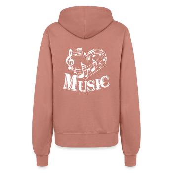 Herz und Musik musizieren mit Herz - Frauen Kapuzenjacke - Altrosa - Hinten - Maraike (178cm)