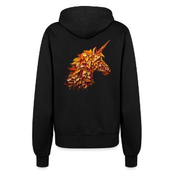 Herbstliches Einhorn zwischen bunten Blättern - Frauen Kapuzenjacke - Schwarz - Hinten - Maraike (178cm)