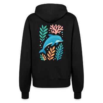 Dolphin dream in the Coral Sea - Women’s Hooded Jacket - black - Back - Maraike (178cm)