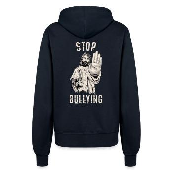 Stopp Mobbing - Frauen Kapuzenjacke - Navy - Hinten - Maraike (178cm)