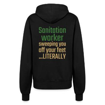 Sanitation worker Valentinstag Sweeping you - Frauen Kapuzenjacke - Schwarz - Hinten - Maraike (178cm)