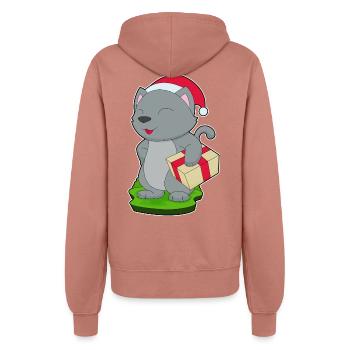 Katze Weihnachten Paket - Frauen Kapuzenjacke - Altrosa - Hinten - Maraike (178cm)