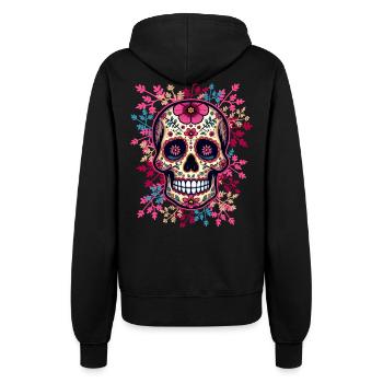 Mexikanischer Totenkopf, Zuckerschädel, rosa Calavera - Frauen Kapuzenjacke - Schwarz - Hinten - Maraike (178cm)