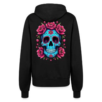 Mexikanischer Schädel Zuckerschädel Calavera Blüten - Frauen Kapuzenjacke - Schwarz - Hinten - Maraike (178cm)