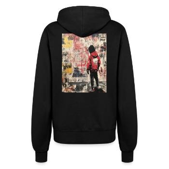 Banksy Style - Punk Street Art Graffiti - Frauen Kapuzenjacke - Schwarz - Hinten - Maraike (178cm)