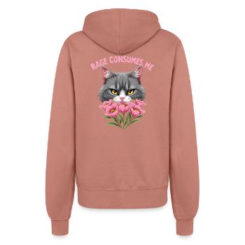 Rage Consumes Me Lustiges Katzenblümchen - Frauen Kapuzenjacke - Altrosa - Hinten - Maraike (178cm)