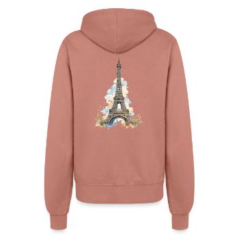 Wasserfarbe Eiffelturm Impression - Frauen Kapuzenjacke - Altrosa - Hinten - Maraike (178cm)