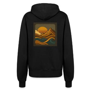 Goldene Freiheit im Retro-Gebirge - Frauen Kapuzenjacke - Schwarz - Hinten - Maraike (178cm)