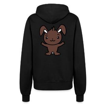 Hase Kaninchen Häschen Nagetier Kleintier niedlich - Frauen Kapuzenjacke - Schwarz - Hinten - Maraike (178cm)