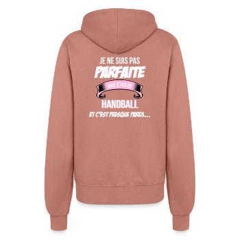 Handball cadeau humour - Veste à capuche Femme - rose poudré - Dos - Maraike (178cm)