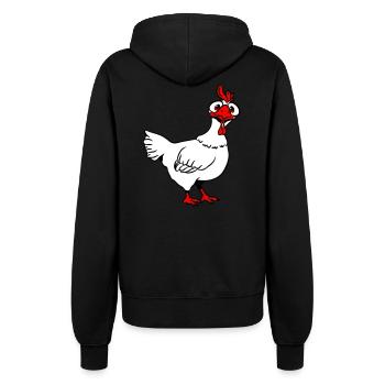 Huhn doof witzig - Frauen Kapuzenjacke - Schwarz - Hinten - Maraike (178cm)